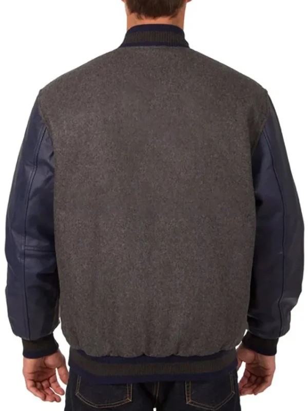 Charcoal/Navy Houston Astros Full-Snap Wool/Leather Jacket