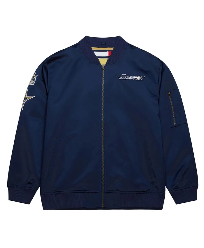 Houston Astros Vintage Logo Navy Lightweight Satin Jacket Houston Astros Vintage Logo Navy Lightweight Satin Jacket