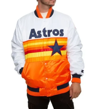 Houston Astros White and Orange Satin Jacket
