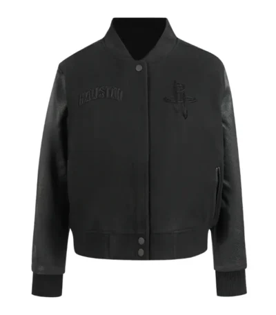 Houston Rockets Triple Black Varsity Wool-Leather Jacket