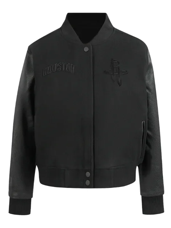 Houston Rockets Triple Black Varsity Wool-Leather Jacket