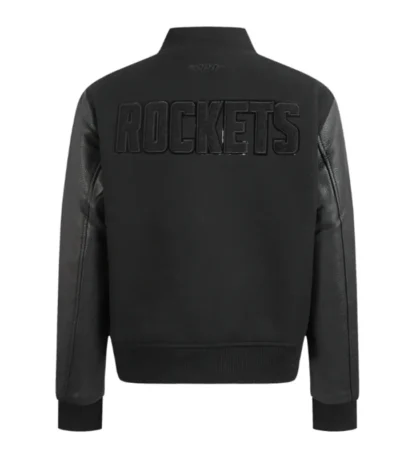 Houston Rockets Triple Black Varsity Wool-Leather Jacket