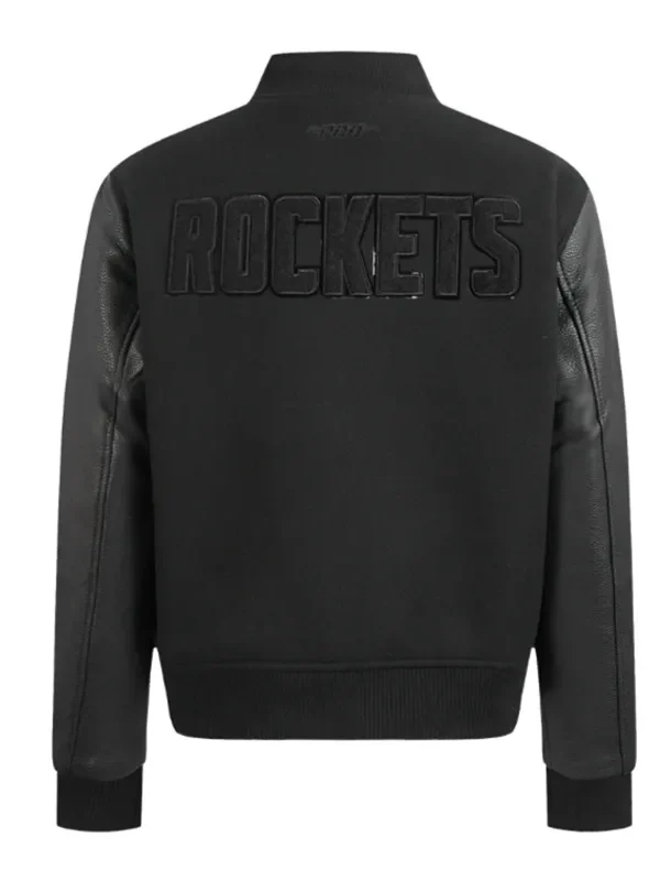 Houston Rockets Triple Black Varsity Wool-Leather Jacket