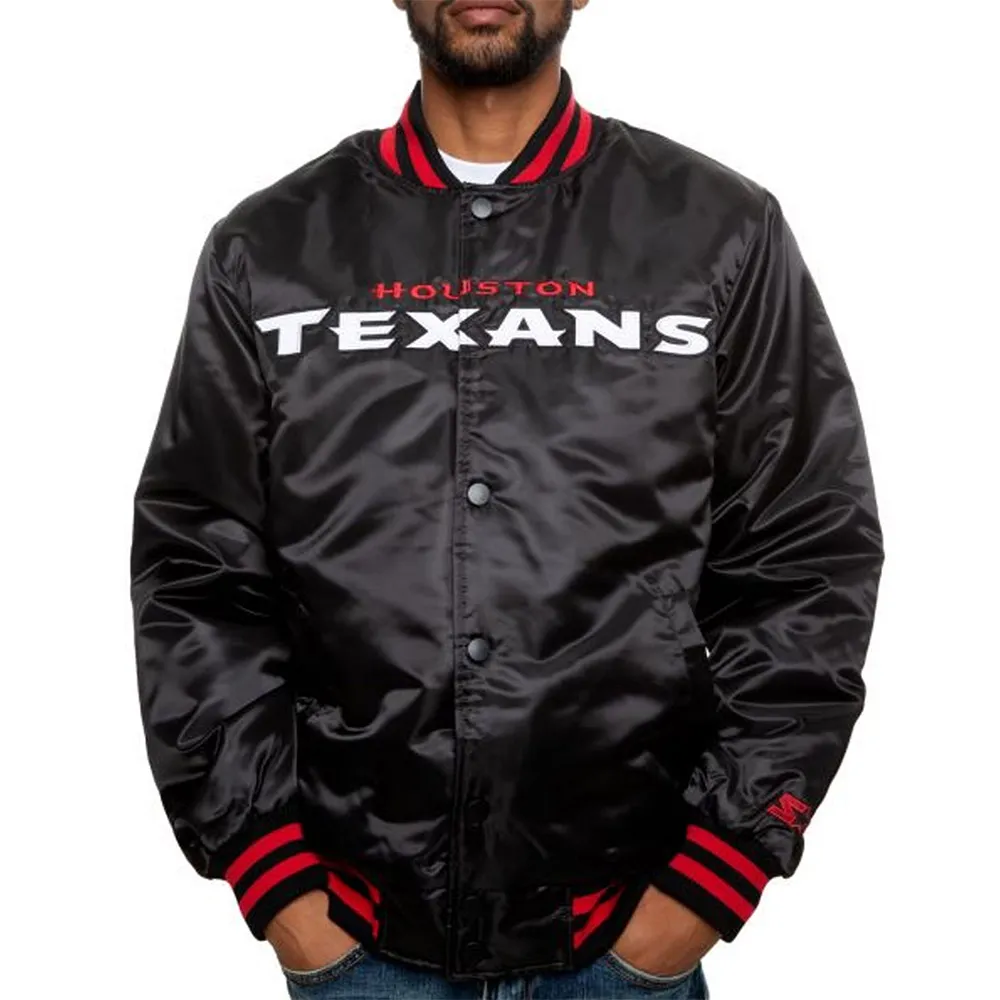 Houston Texans Black Satin Jacket Houston Texans Black Satin Jacket