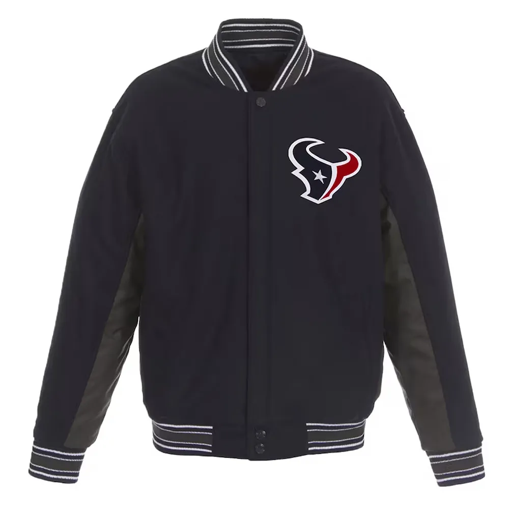 Houston Texans Charcoal and Navy Varsity Jacket Houston Texans Charcoal and Navy Varsity Jacket