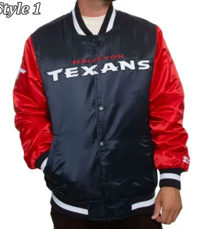 Houston Texans Enforcer Navy-Red Satin Jacket