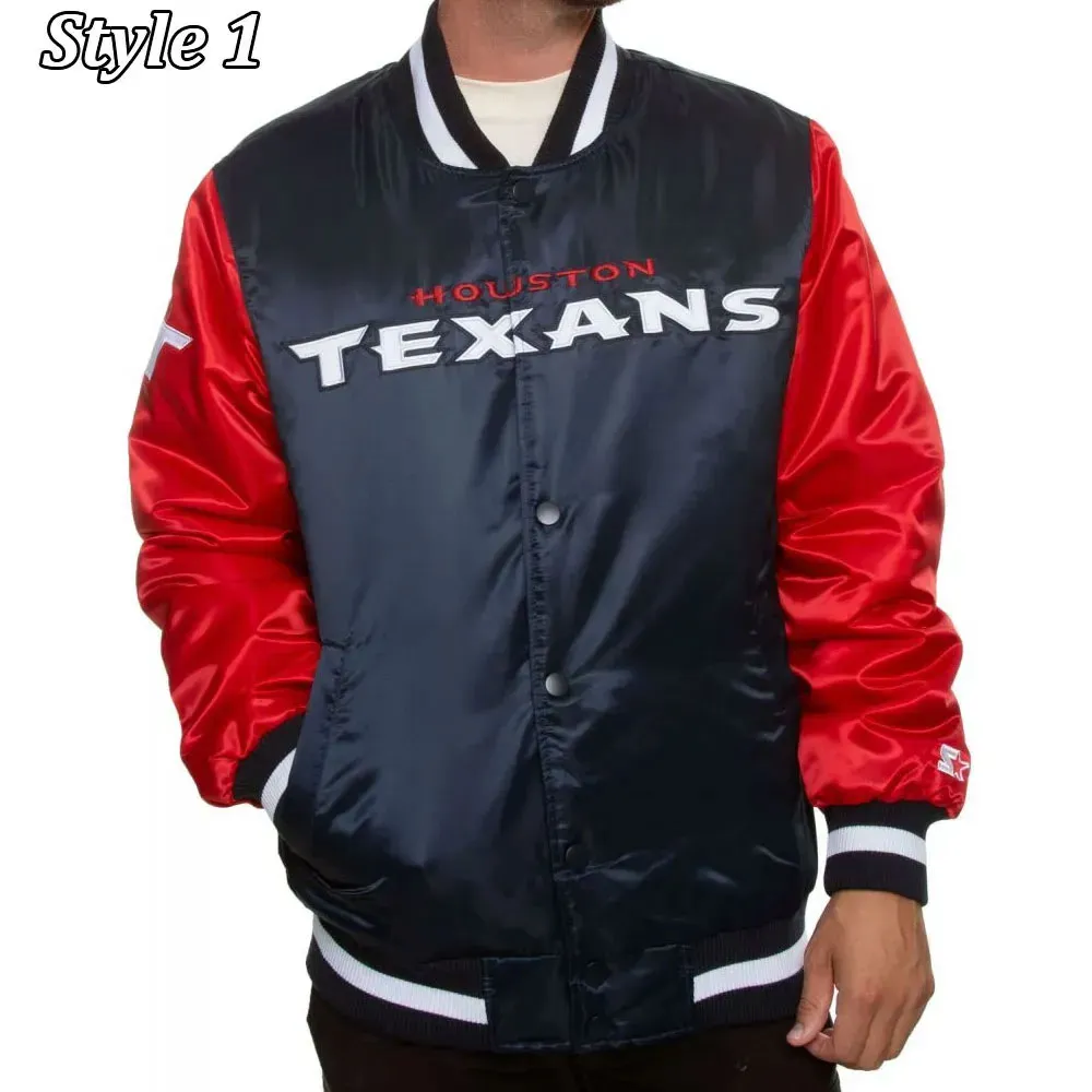 Houston Texans Enforcer Navy-Red Satin Jacket Houston Texans Enforcer Navy-Red Satin Jacket