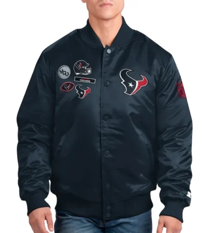 Houston Texans Exclusive Navy Varsity Satin Jacket