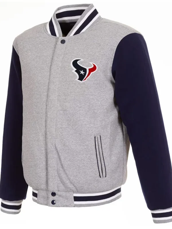 Houston Texans Gray and Navy Varsity Wool Jacket