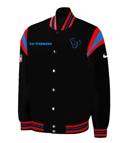 Houston Texans H-Town Teddy Black Satin Jacket