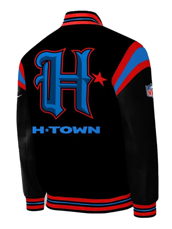 Houston Texans H-Town Teddy Black Satin Jacket