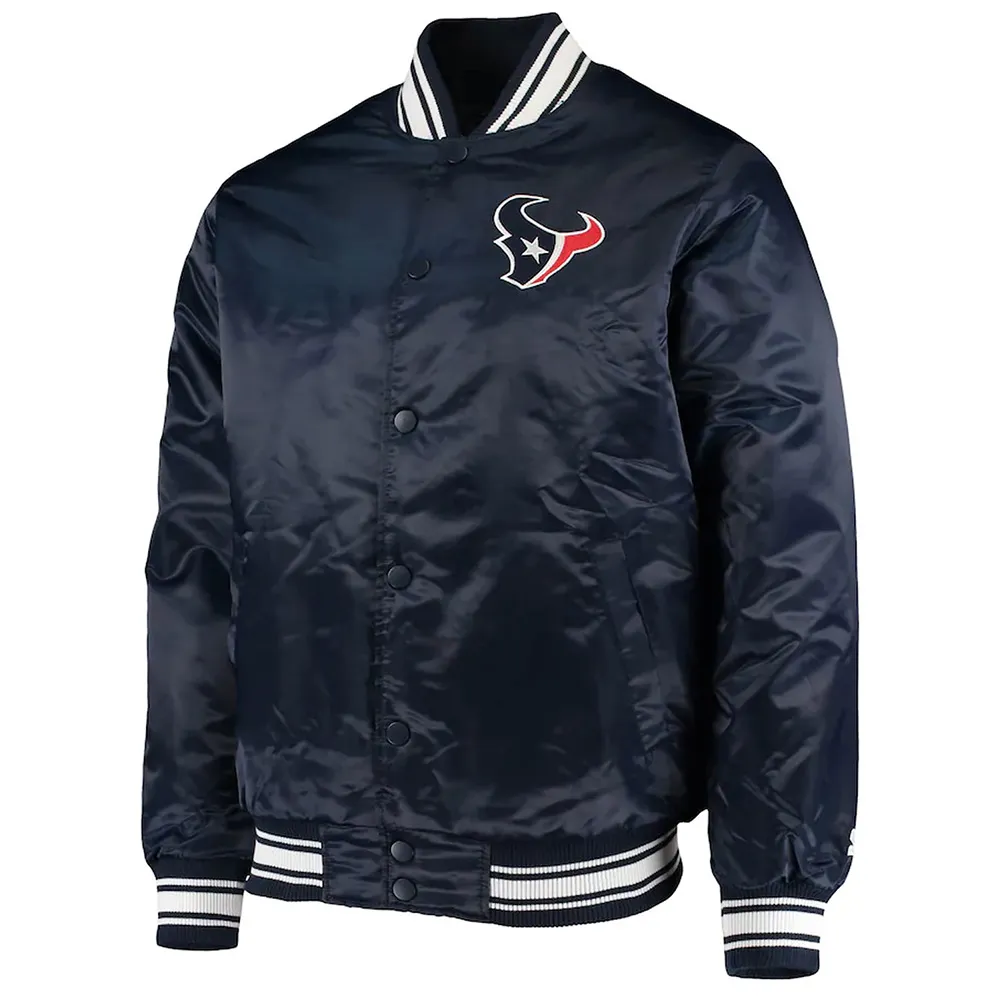 Houston Texans Locker Room Navy Blue Satin Jacket Houston Texans Locker Room Navy Blue Satin Jacket
