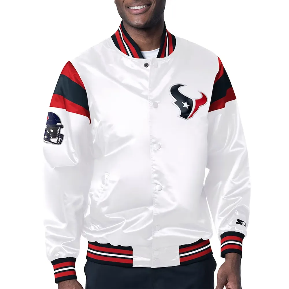 Houston Texans Midweight White Satin Jacket Houston Texans Midweight White Satin Jacket