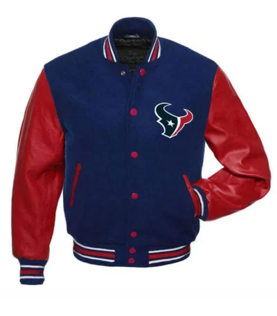Houston Texans NFL Letterman Red and Blue Jacket