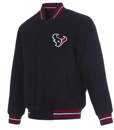 Houston Texans Navy Blue Bomber Wool Jacket