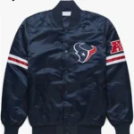Houston Texans Navy Blue Satin Bomber Jacket