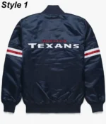 Houston Texans Navy Blue Satin Bomber Jacket