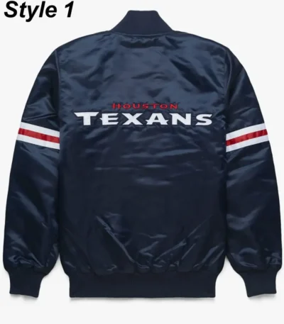 Houston Texans Navy Blue Satin Bomber Jacket