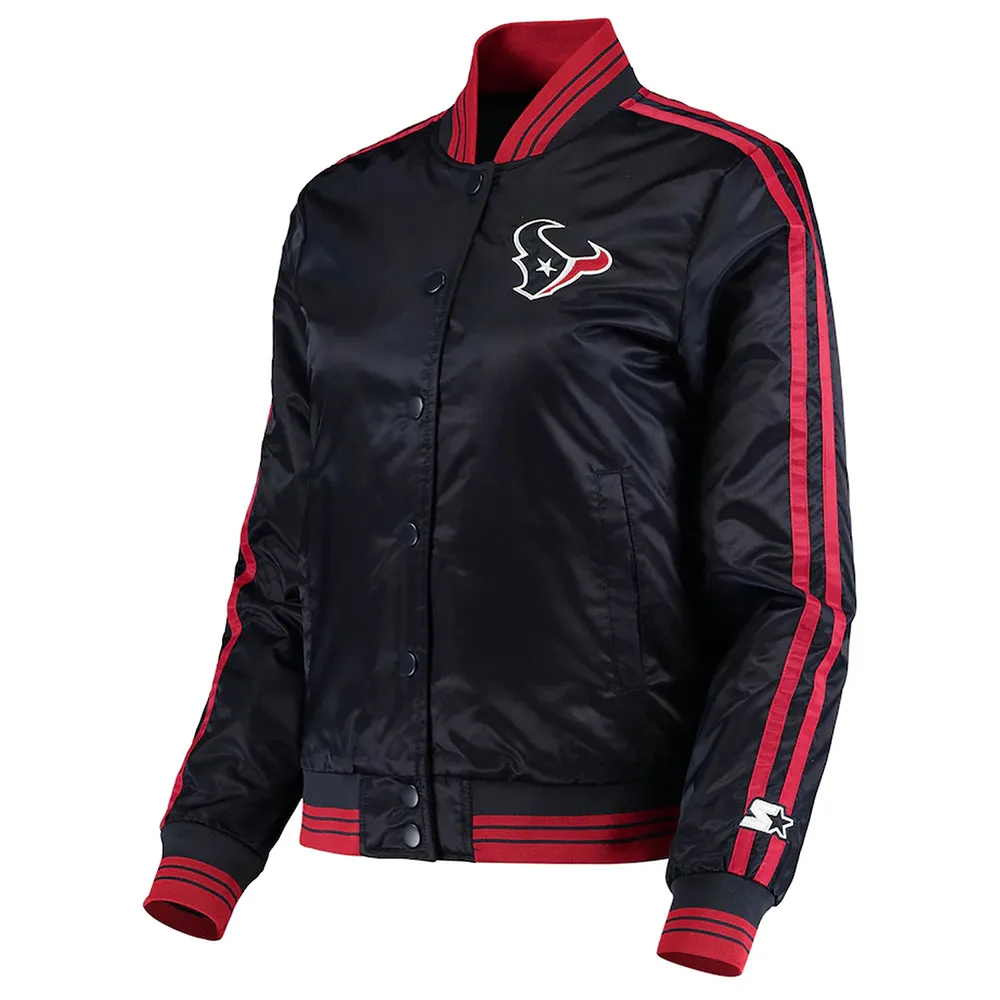 Houston Texans Overtime Varsity Blue Satin Jacket Houston Texans Overtime Varsity Blue Satin Jacket