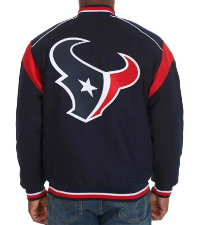Houston Texans Teddy Embroidered Navy Varsity Wool Jacket