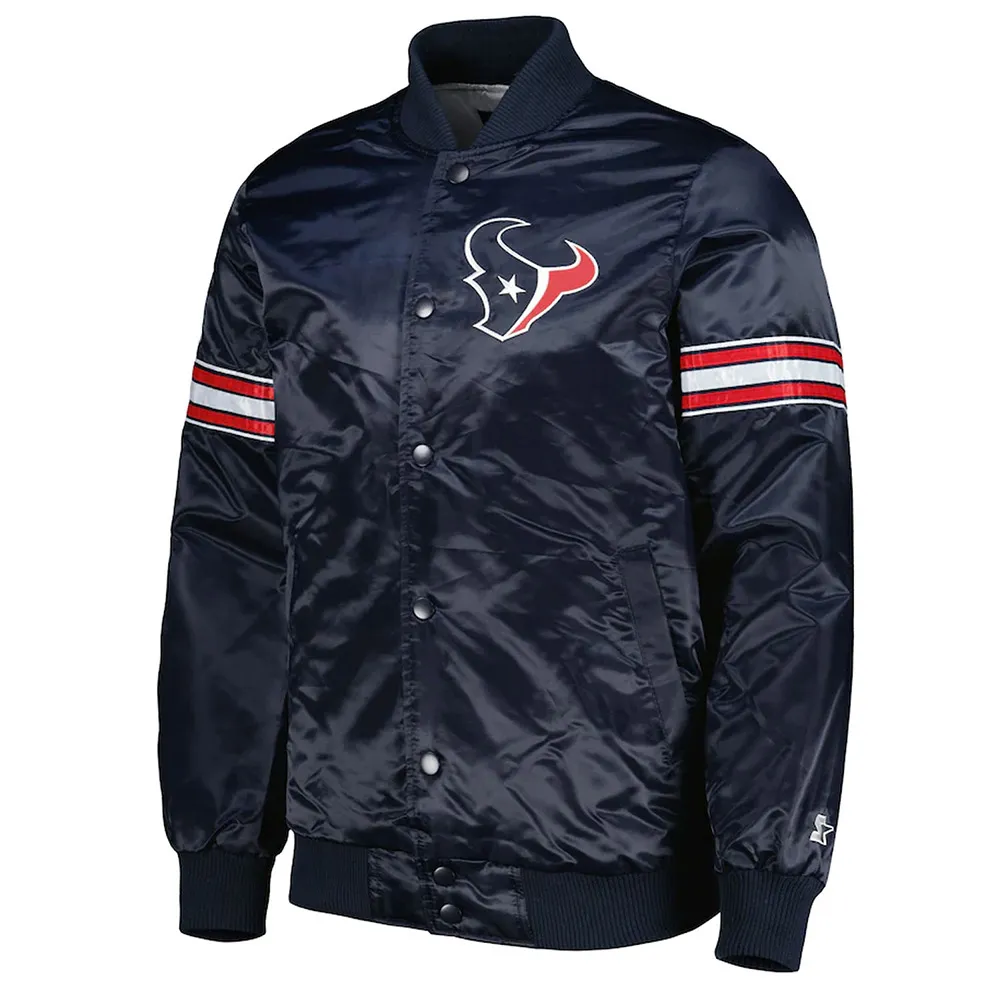Houston Texans The Pick and Roll Navy Blue Satin Jacket Houston Texans The Pick and Roll Navy Blue Satin Jacket
