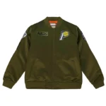 Indiana Pacers Flight Green Satin Bomber Jacket