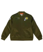 Indiana Pacers Flight Green Satin Bomber Jacket