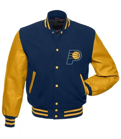 Indiana Pacers Letterman Blue and Yellow Varsity Jacket