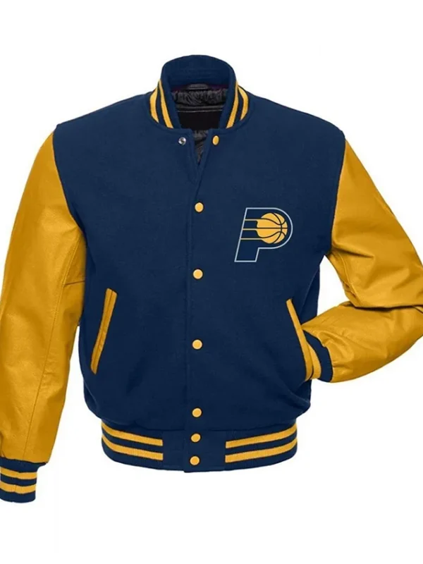 Indiana Pacers Letterman Blue and Yellow Varsity Jacket