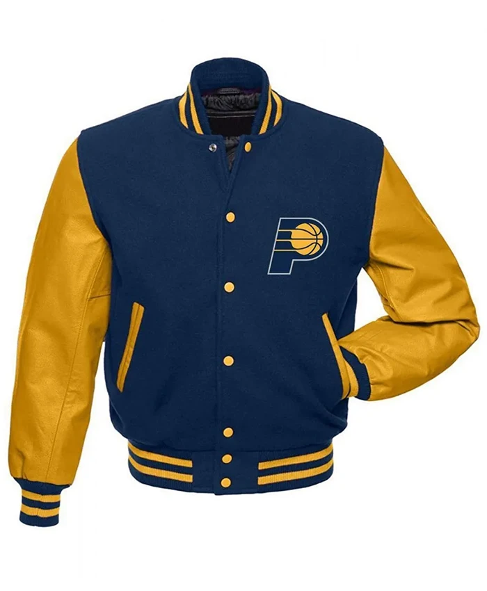 Indiana Pacers Letterman Blue and Yellow Varsity Jacket Indiana Pacers Letterman Blue and Yellow Varsity Jacket