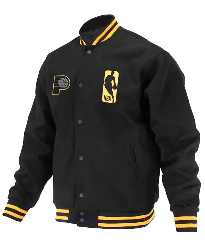 Indiana Pacers Logoman Shadow Wool Varsity Jacket Indiana Pacers Logoman Shadow Wool Varsity Jacket