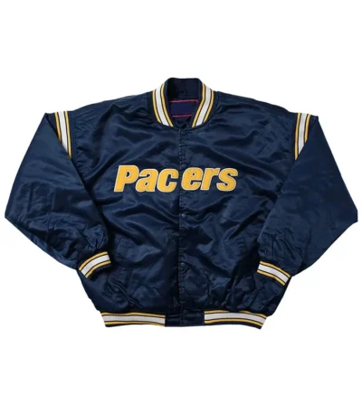 Indiana Pacers Navy Satin Bomber Jacket