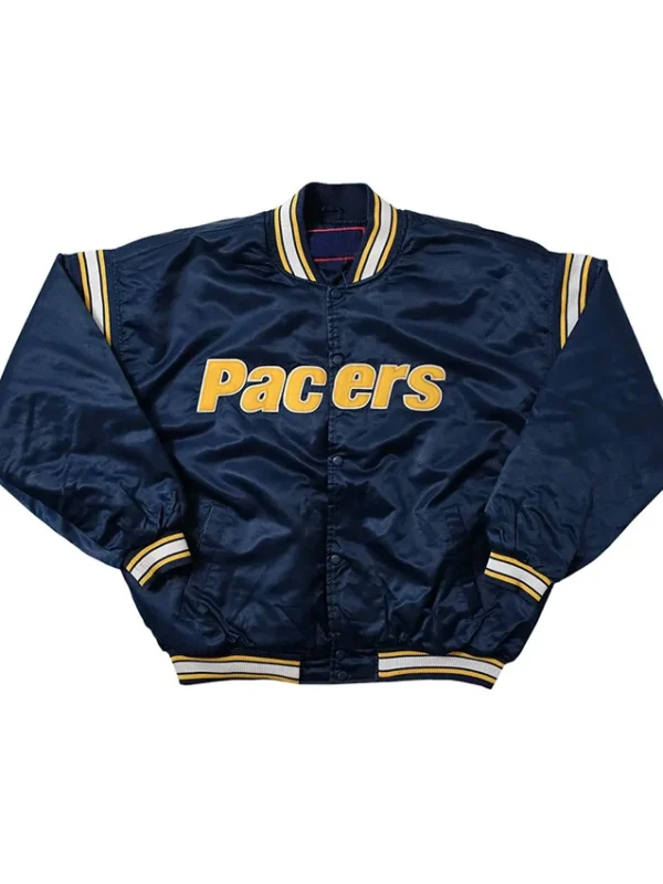 Indiana Pacers Navy Satin Bomber Jacket