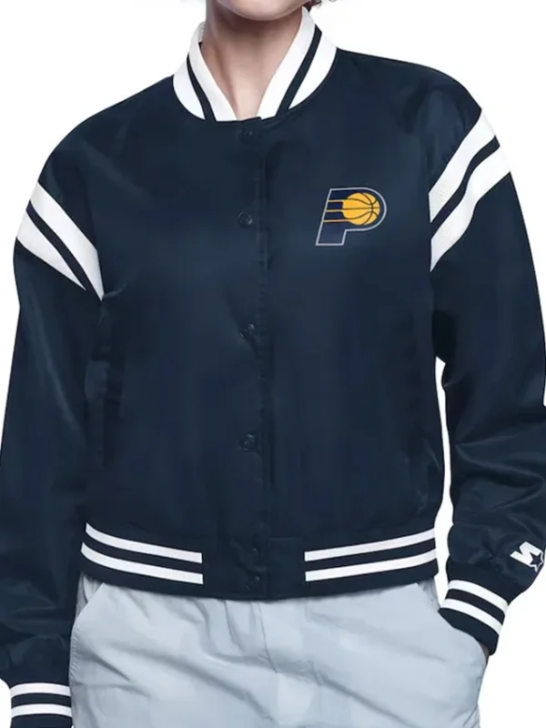 Indiana Pacers Printed Logo Satin Varsity Jacket