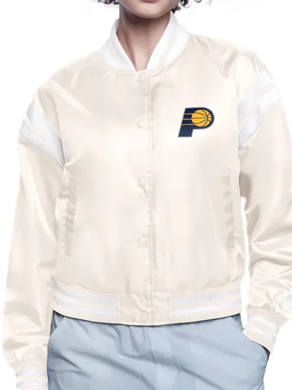 Indiana Pacers Printed Logo Satin Varsity Jacket