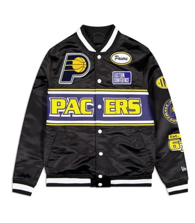 Indiana Pacers Rally Drive Black Satin Jacket