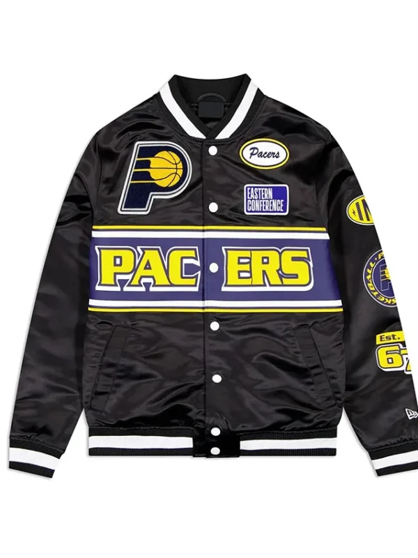 Indiana Pacers Rally Drive Black Satin Jacket