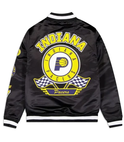 Indiana Pacers Rally Drive Black Satin Jacket