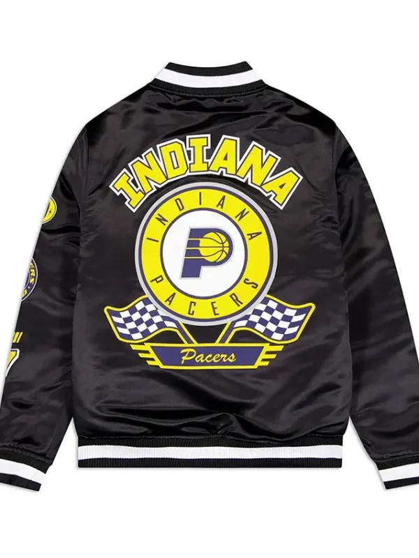 Indiana Pacers Rally Drive Black Satin Jacket