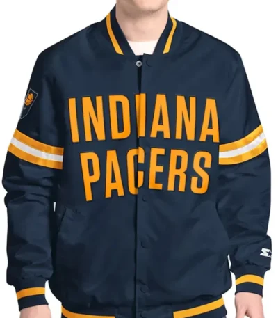 Indiana Pacers Scout Navy Varsity Satin Jacket