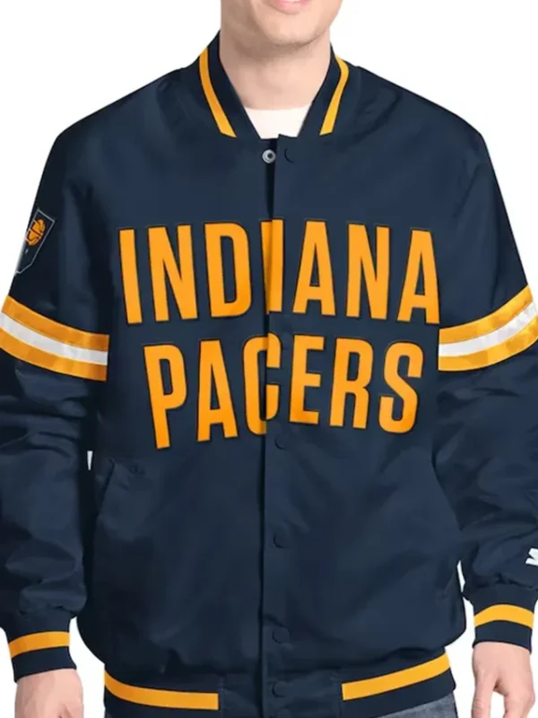 Indiana Pacers Scout Navy Varsity Satin Jacket