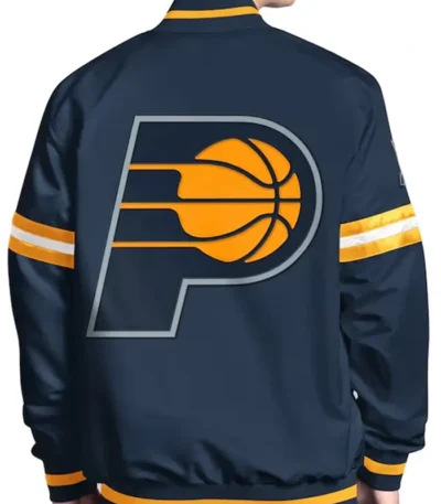 Indiana Pacers Scout Navy Varsity Satin Jacket