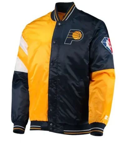 Indiana Pacers Starter Yellow and Blue Satin Jacket