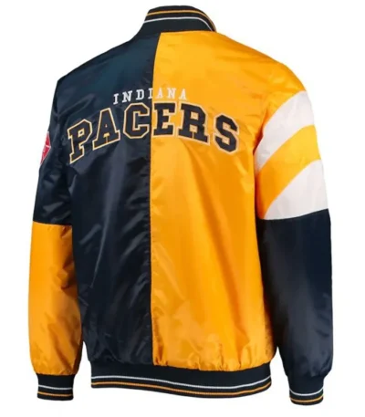 Indiana Pacers Starter Yellow and Blue Satin Jacket