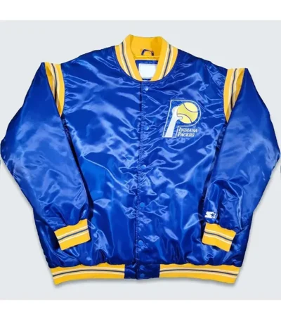 Indiana Pacers Teddy Royal Satin Varsity Jacket