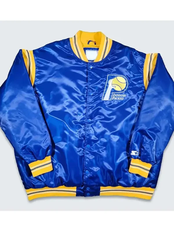 Indiana Pacers Teddy Royal Satin Varsity Jacket