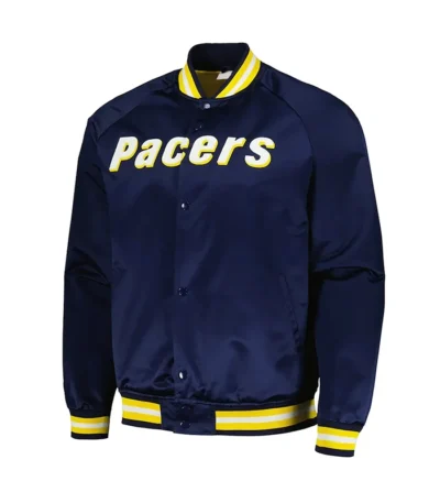 Indiana Pacers Throwback Wordmark Navy Satin Jacket