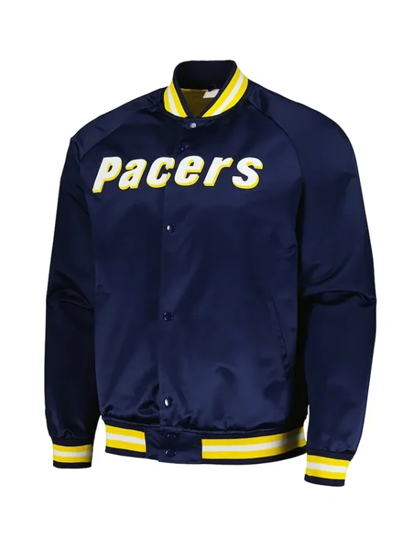 Indiana Pacers Throwback Wordmark Navy Satin Jacket