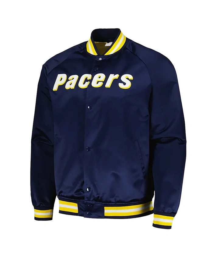 Indiana Pacers Throwback Wordmark Navy Satin Jacket Indiana Pacers Throwback Wordmark Navy Satin Jacket