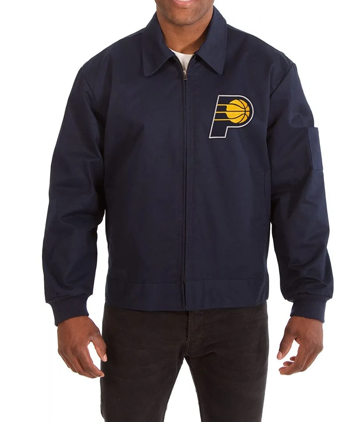 Indiana Pacers Workwear Navy Blue Cotton Jacket Indiana Pacers Workwear Navy Blue Cotton Jacket